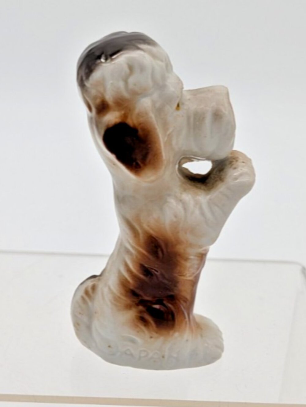 Vintage MCM Japan Handsome White & Brown dog Ceramic Figurine